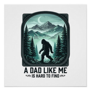 Bigfoot Dad Vintage Engraving Funny Father Shirt D Poster
