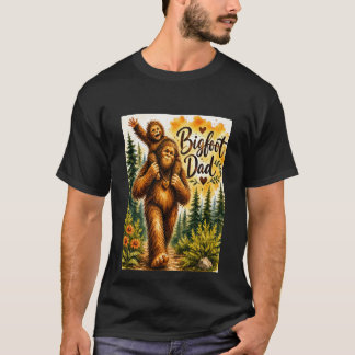 Bigfoot Dad Watercolor Sasquatch Father Forest T-Shirt