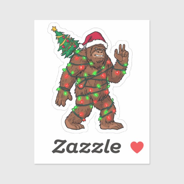 Bigfoot Delivering Christmas Tree Funny Sasquatch (Sheet)