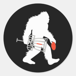 Bigfoot Disc Golf Cryptid Sasquatch Disc Golfer Classic Round Sticker
