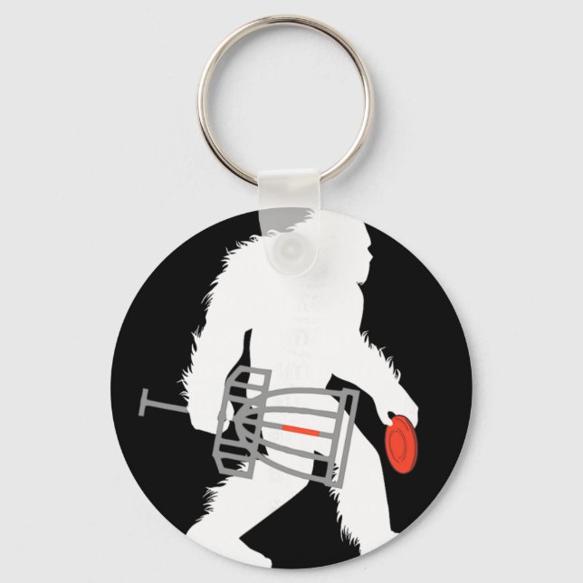 Bigfoot Disc Golf Cryptid Sasquatch Disc Golfer  Key Ring (Front)