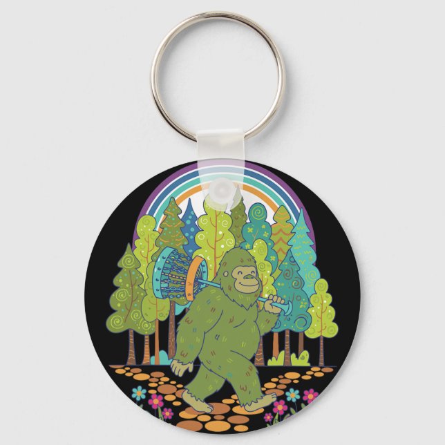 Bigfoot Disc Golf Funny Disc Golfer Flying Disc  Key Ring (Front)