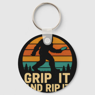 Bigfoot Disc Golf Retro Vintage Grip And Rip Throw Key Ring