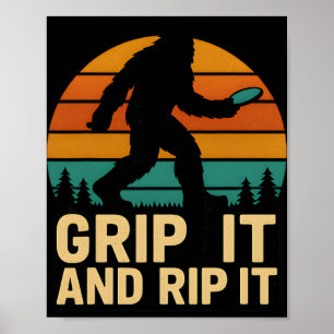 Bigfoot Disc Golf Retro Vintage Grip And Rip Throw Poster