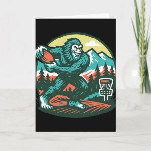 Bigfoot Disc Golfer Sasquatch Disc Golf Retro  Card