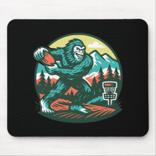 Bigfoot Disc Golfer Sasquatch Disc Golf Retro Mouse Pad