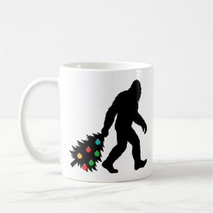 Bigfoot Dragging Christmas Tree  Coffee Mug