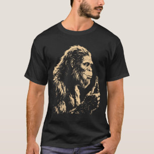 Bigfoot drinking beer funny sasquatch retro art  T-Shirt