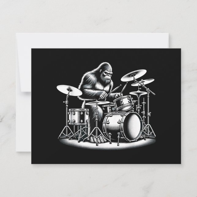 Bigfoot Drummer Sasquatch Playing Drums Musician B (Front)
