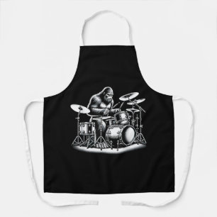 Bigfoot Drummer Sasquatch Playing Drums Musician B Apron