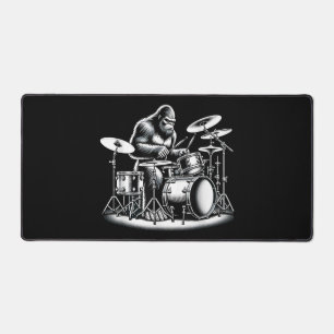 Bigfoot Drummer Sasquatch Playing Drums Musician B Desk Mat
