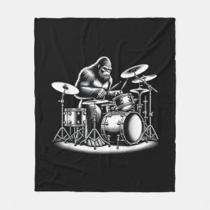 Bigfoot Drummer Sasquatch Playing Drums Musician B Fleece Blanket