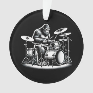 Bigfoot Drummer Sasquatch Playing Drums Musician B Ornament