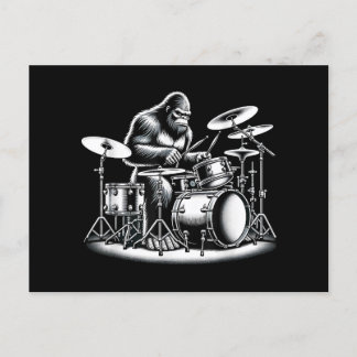 Bigfoot Drummer Sasquatch Playing Drums Musician B Postcard