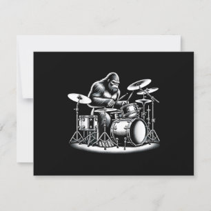 Bigfoot Drummer Sasquatch Playing Drums Musician B RSVP Card