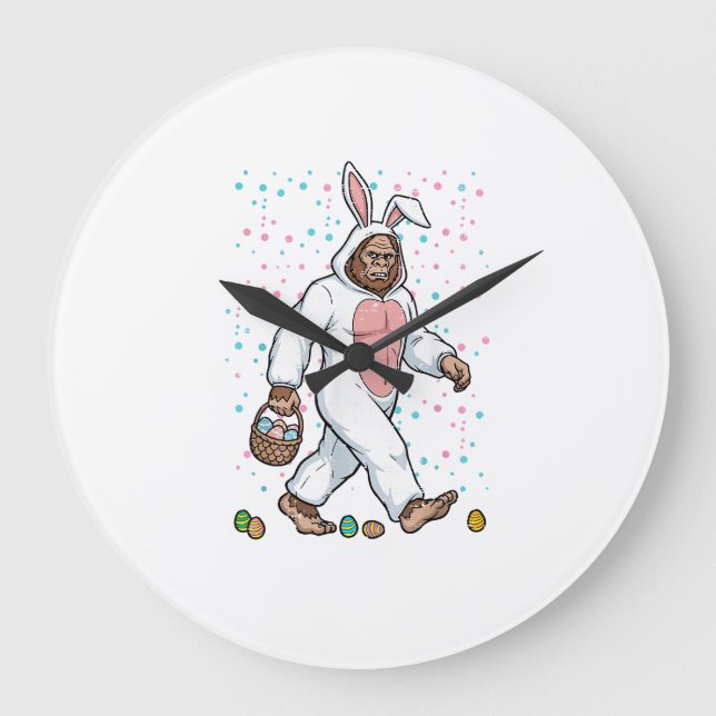 Bigfoot Easter Bunny Costume Funny Sasquatch Men W Large Clock (Front)