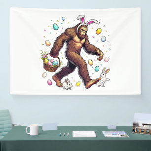 Bigfoot Easter Day Funny Sasquatch Banner