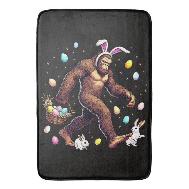 Bigfoot Easter Day Funny Sasquatch Bath Mat (Front Vertical)