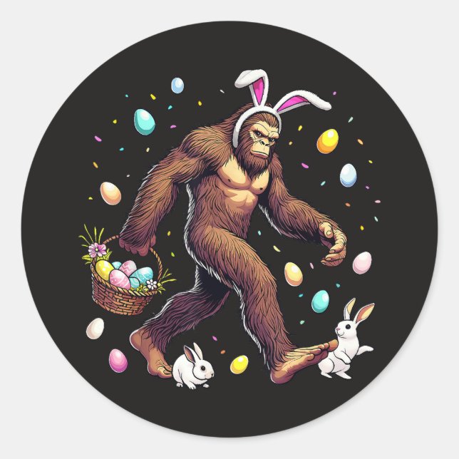 Bigfoot Easter Day Funny Sasquatch Classic Round Sticker (Front)