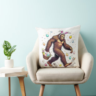 Bigfoot Easter Day Funny Sasquatch Cushion