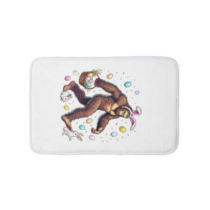 Bigfoot Easter Day Funny Sasquatch Cute Bunny East Bath Mat