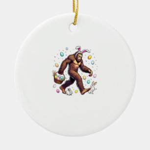 Bigfoot Easter Day Funny Sasquatch Cute Bunny East Ceramic Ornament