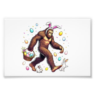 Bigfoot Easter Day Funny Sasquatch Cute Bunny East Photo Print
