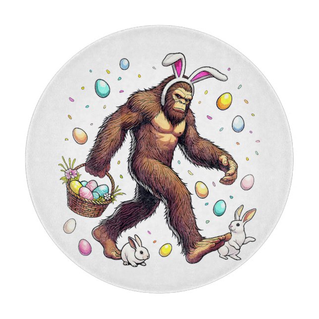Bigfoot Easter Day Funny Sasquatch Cutting Board (Front)
