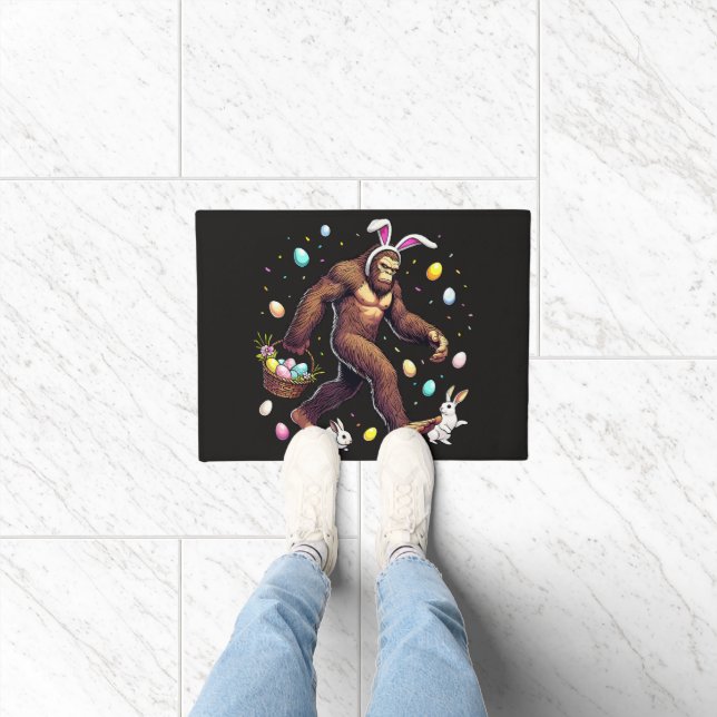 Bigfoot Easter Day Funny Sasquatch Doormat (Indoor)