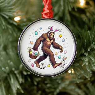 Bigfoot Easter Day Funny Sasquatch Metal Ornament
