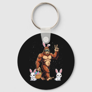 Bigfoot Easter Day Rabbit Funny Easter Sasquatch Key Ring