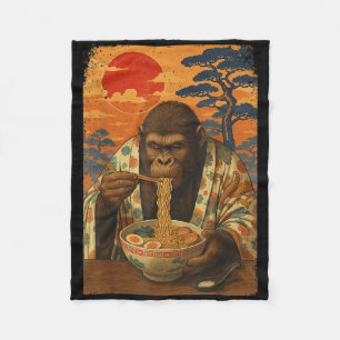Bigfoot Eating Japanese Ramen Noodles Funny Gifts Fleece Blanket