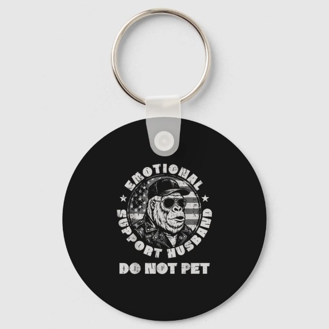 Bigfoot emotional support husband funny sasquatch key ring (Front)