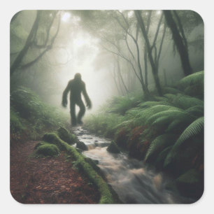 Bigfoot Encounter in the Mist Square Sticker