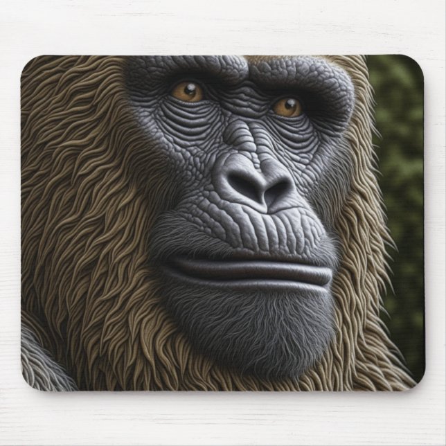 Bigfoot Face Closeup | Gorilla, Skunk Ape Mouse Pad (Front)