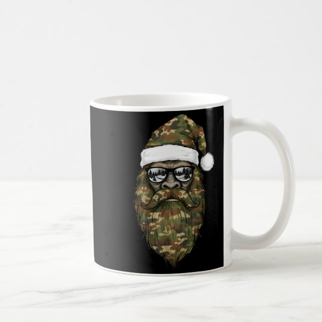 Bigfoot Face Sungles Santa Christmas Camo Xmas Sas Coffee Mug (Right)