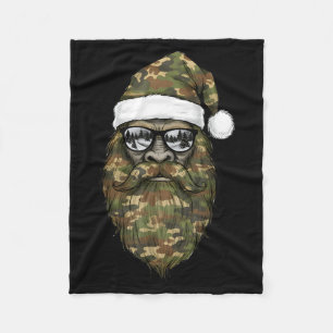 Bigfoot Face Sungles Santa Christmas Camo Xmas Sas Fleece Blanket