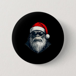 Bigfoot Face Sungles Santa Christmas Funny Xmas Sa 6 Cm Round Badge