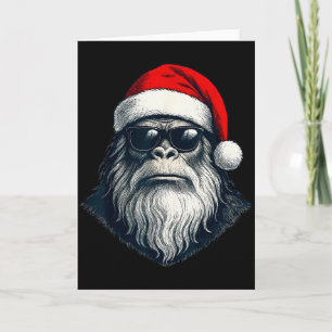 Bigfoot Face Sungles Santa Christmas Funny Xmas Sa Card
