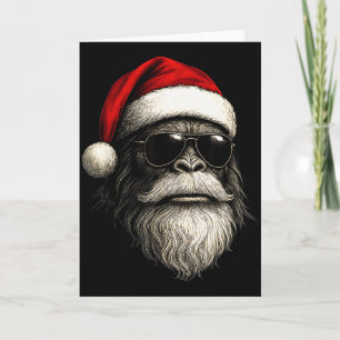 Bigfoot Face Sungles Santa Christmas Funny Xmas Sa Card