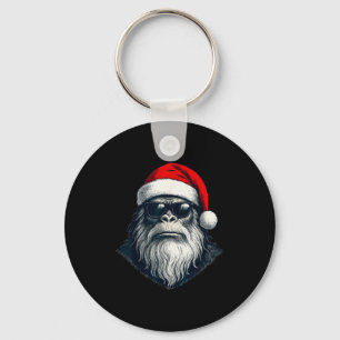Bigfoot Face Sungles Santa Christmas Funny Xmas Sa Key Ring
