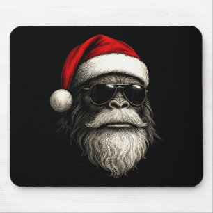 Bigfoot Face Sungles Santa Christmas Funny Xmas Sa Mouse Pad