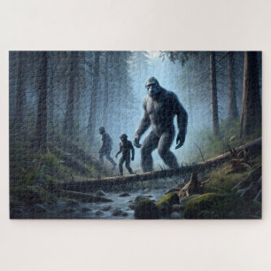 Bigfoot Family, Sasquatch, mythical creatures Jigsaw Puzzle