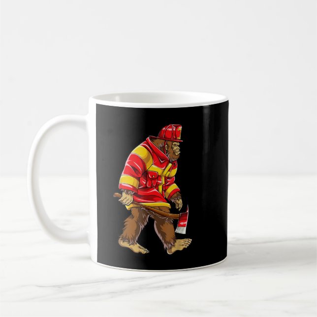 Bigfoot Firefighter Men Thin Red Line Sasquatch Lo Coffee Mug (Left)