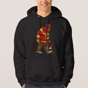 Bigfoot Firefighter Men Thin Red Line Sasquatch Lo Hoodie