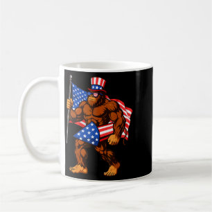 Bigfoot Firework Aamerican Flag Sasquatch 4th Of Coffee Mug