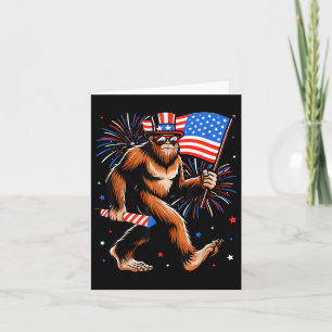 Bigfoot Firework American Flag Bigfoot 4th Of July Card