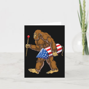 Bigfoot Fireworks 4th Of July Men Sasquatch Americ Card