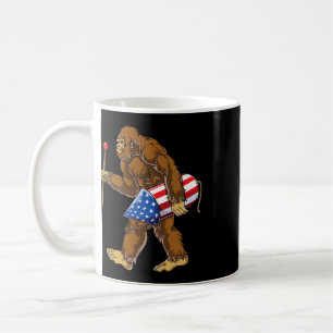 Bigfoot Fireworks 4th Of July Men Sasquatch Americ Coffee Mug