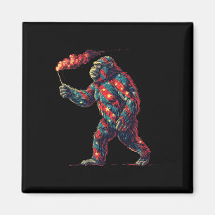 Bigfoot Fireworks 4th Of July Men Sasquatch Americ Magnet